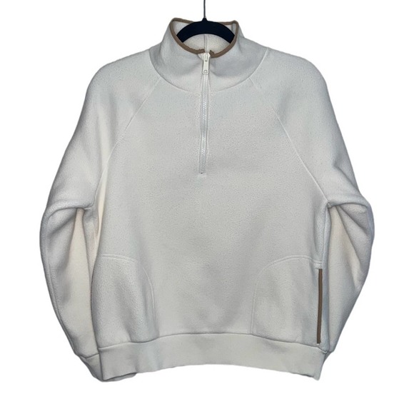 Madewell Tops - MADEWELL MWL betterfleece Half zip Sweatshirt Woman's size medium antique cream